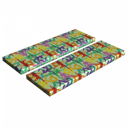 

Yoga Bench Cushion Set of 2 Colorful Pattern with Various Poses from Eastern Movement Art Standard Size Foam Pad and Decorative Cover Multicolor by Ambesonne