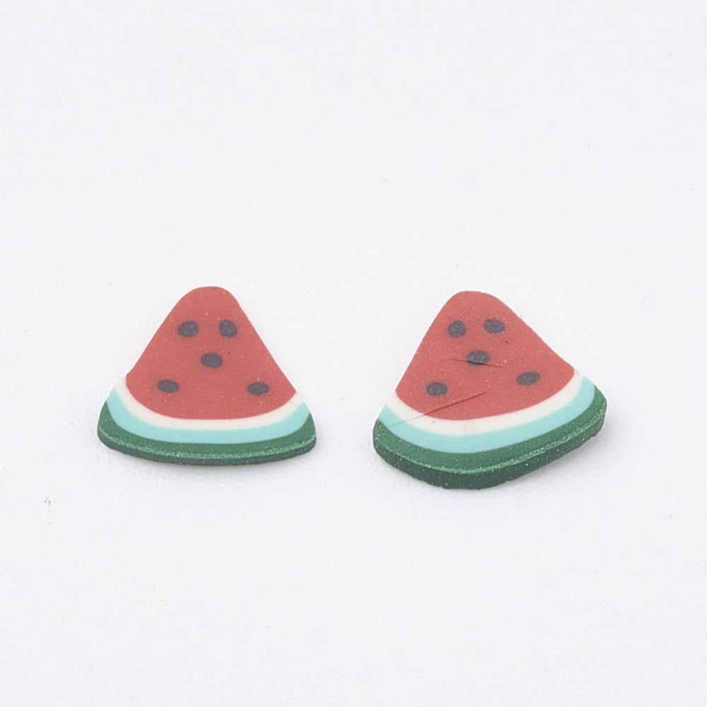 500gs Handmade Polymer Clay Nail Art Decoration Fashion Nail Care No Hole Fruit Watermelon Dark Red 4~8x4~6x0.1~3mm Red