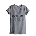 thumbnail image 1 of Love My Girls Women's Fashion Relaxed V-Neck T-Shirt Tee Heather Grey X-Large, 1 of 3