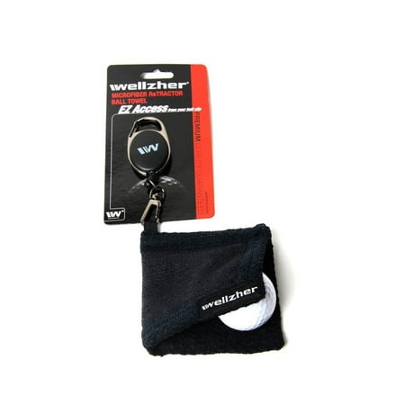 Wellzher WAB-101 Premium Microfiber Retractor Golf-ball Towel 4 inch X 4 inch - Black