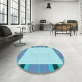 thumbnail image 3 of Ahgly Company Indoor Round Patterned Butterfly Blue Area Rugs, 4' Round, 3 of 6