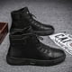 thumbnail image 2 of Botas altas informales de cuero negro, botines con plataforma para hombre, impermeables, antideslizantes y cálidas., 2 of 5