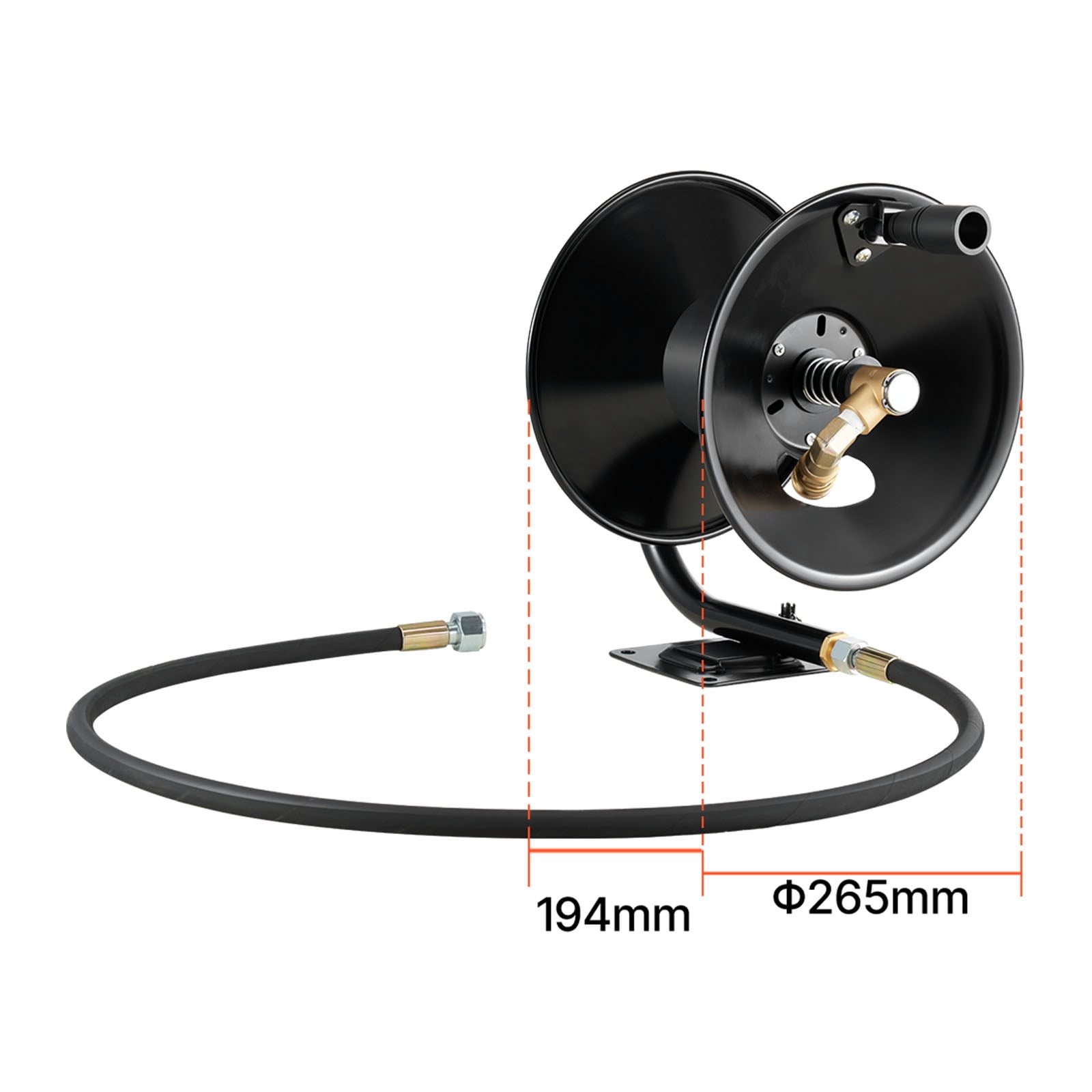 KFFKFF Pressure Washer Hose Reel, 50 ft x 3/8 inch Durable Steel Bracket-Mounted Hose Reel, Suitable for Wall, Floor, or Truck Installation, 4000 PSI Maximum, Manual Hand Crank for Cleaning Tasks
