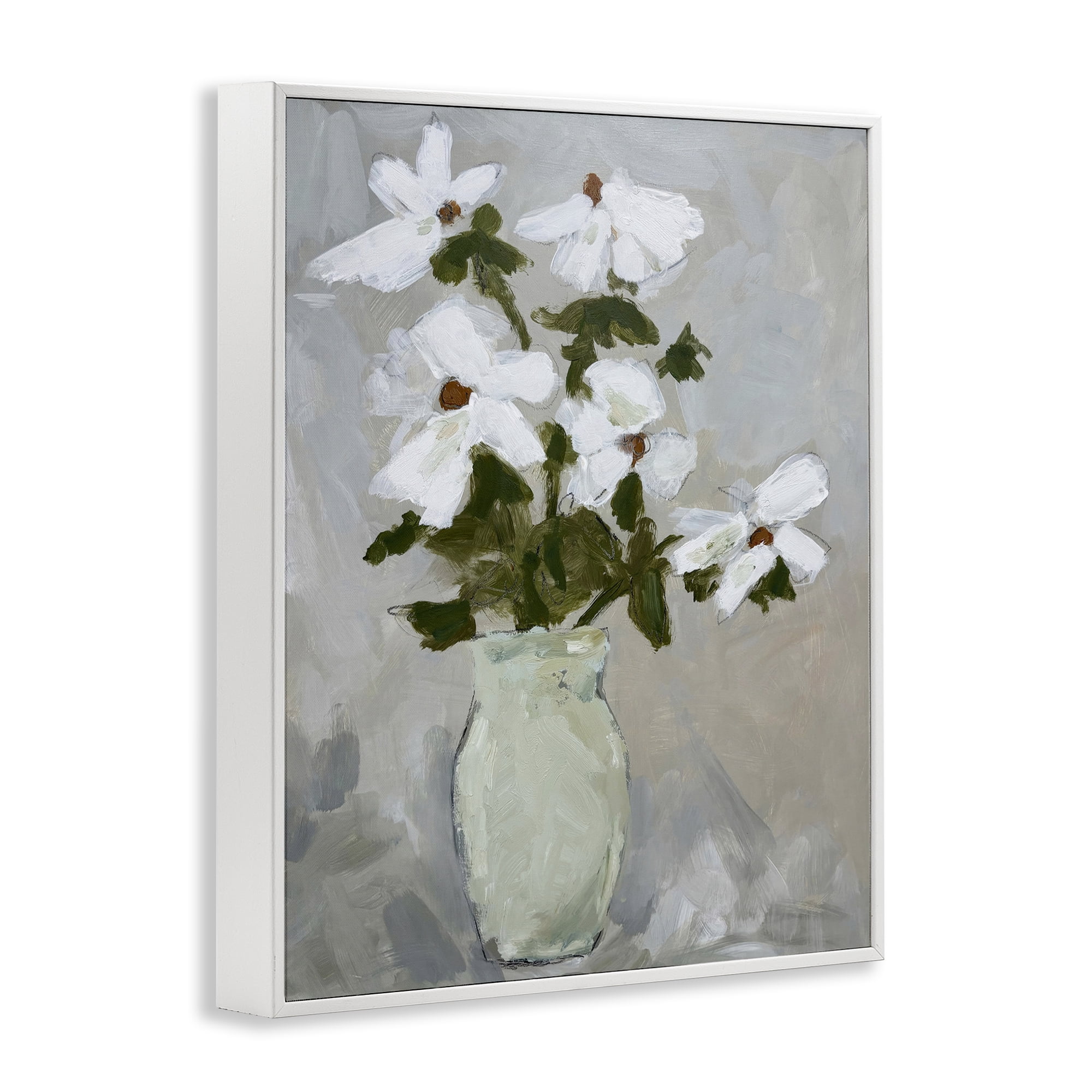 Stupell Industries Cosmos Flowers Serene Rustic Vase White Framed Giclee Art, design by Chloe Elliot