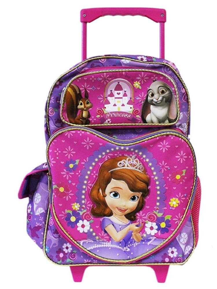 Full Size Sofia the First and Castle Rolling Backpack Luggag