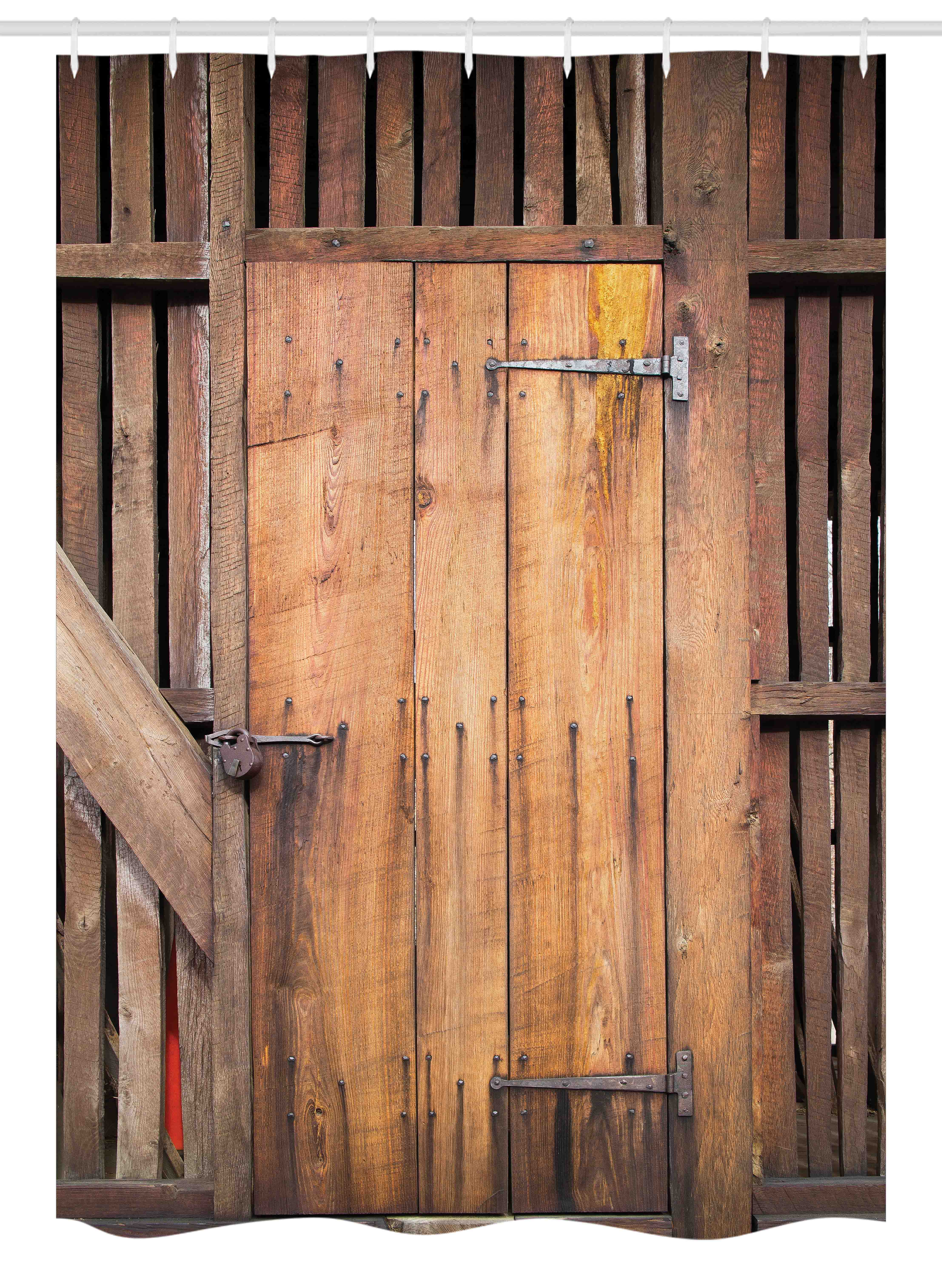 Old Wooden Barn Door of Farmhouse Oak Countryside Villag Rustic Shower Curtain 
