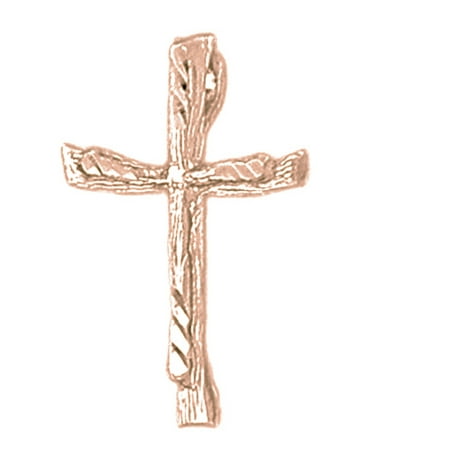 14K Rose Gold Cross Pendant - 26 mm