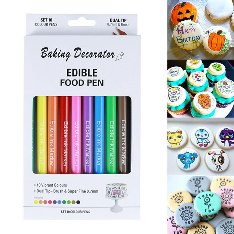 BYDOT Edible Markers for Cookie Food Coloring Pens Fine and Thick Tip Food  Grade Gourmets Writer for DIY Fondant Cake Frosting 