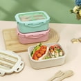 thumbnail image 3 of Lunch Box 850ML Lunch Box Large Capacity Portable Two Compartments Bento Container with Tableware Office Supply, 3 of 6