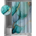 thumbnail image 3 of Marble Texture Shower Curtain Set ，Waterproof Fabric Shower Curtains Teal Gold Cracks Abstract Modern Shower Curtains for Bathroom,Bathroom Decor 60"x72", 3 of 6
