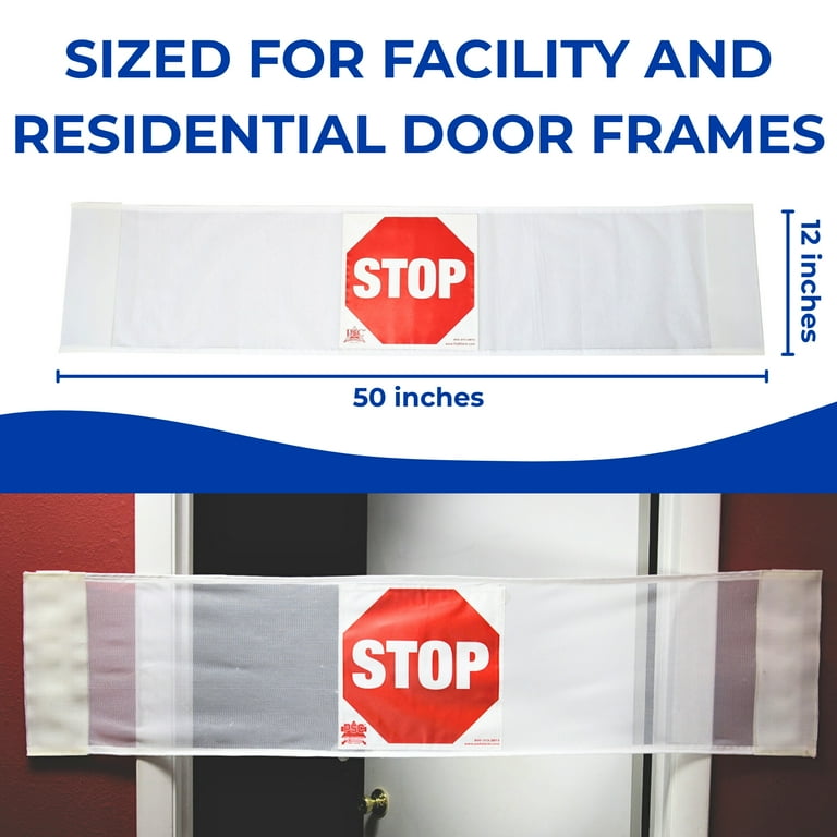 Secure Door Safety Banner - Keep Closed Warning, Stop & Do