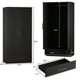 thumbnail image 6 of KULAGAGA Wardrobe Storage Cabinet, Armoire Closet Organizer with Drawer and Hanging Rod, Black, 6 of 7