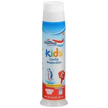 Aquafresh Kids Triple Protection Fluoride Toothpaste Bubble Mint Pump, 4.6 oz