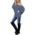 thumbnail image 2 of LACOZY Women Off The Shoulder Tops Batwing Sleeve Blouses Oversized Tunic Pullover Sweatshirts Medium Blue, 2 of 5
