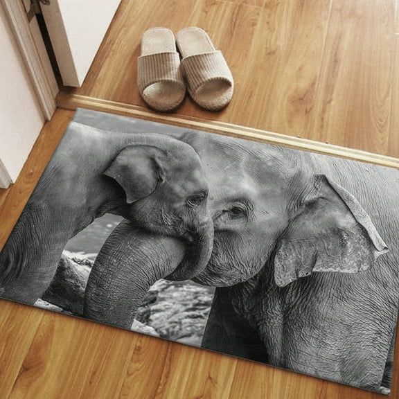 Elephant Baby Rug, Elephant Mom Rugs, Farmhouse Rug, Trendy Rug, Animal Rugs, 3D Printed Rug, Step Rug, Hallway Rug, Car Mat, Entry Rug, 2.6'x6.5' - 80x200 cm