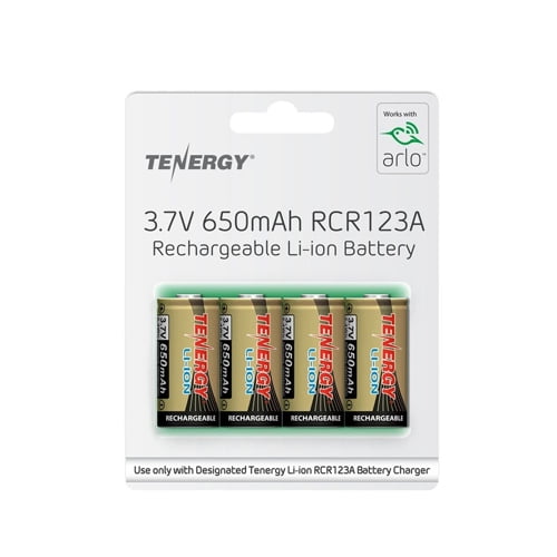 Tenergy RCR123A 3.7 Volt 650mAh Li-ion Batteries (4-Pack) (ARLO Certified)