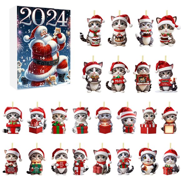 TIELUTT 2D Christmas Home Wearing Santa Hat Ornaments 2024 Christmas Holiday Large Digital Timer Battery String Lights Mini with Timer Stop Light Alarm Clock for Kids Hour Glass with Sand 5 Min Remin