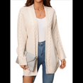 thumbnail image 2 of Womens Oversized Cardigan Sweaters Open Front Cable Knit Lantern Long Sleeve Chunky Outwear Coats Apricot M, 2 of 10