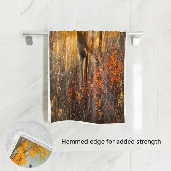 BZSMCE Bath Towel 30 X 15 in Soft Towel Deer in The Autumn Foliage Design Pattern