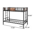 thumbnail image 2 of Bunk Bed Twin Over Twin Size Metal Bunk Bed with Ladder and Full-Length Guardrail, Metal Bunk Bed, Storage Space, No Box Spring Needed, Noise Free, Black, 2 of 7