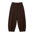 thumbnail image 3 of Zjunqe Women's Cotton Linen Palazzo Barrel Pants High Waist Linen Lantern Pants High Waisted Balloon Pants Summer Casual Loose Beach Boho Wide Leg Baggy Cropped Trousers with Pockets Brown Xl, 3 of 8