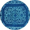 thumbnail image 1 of Ahgly Company Indoor Round Oriental Light Blue Industrial Area Rugs, 7' Round, 1 of 4