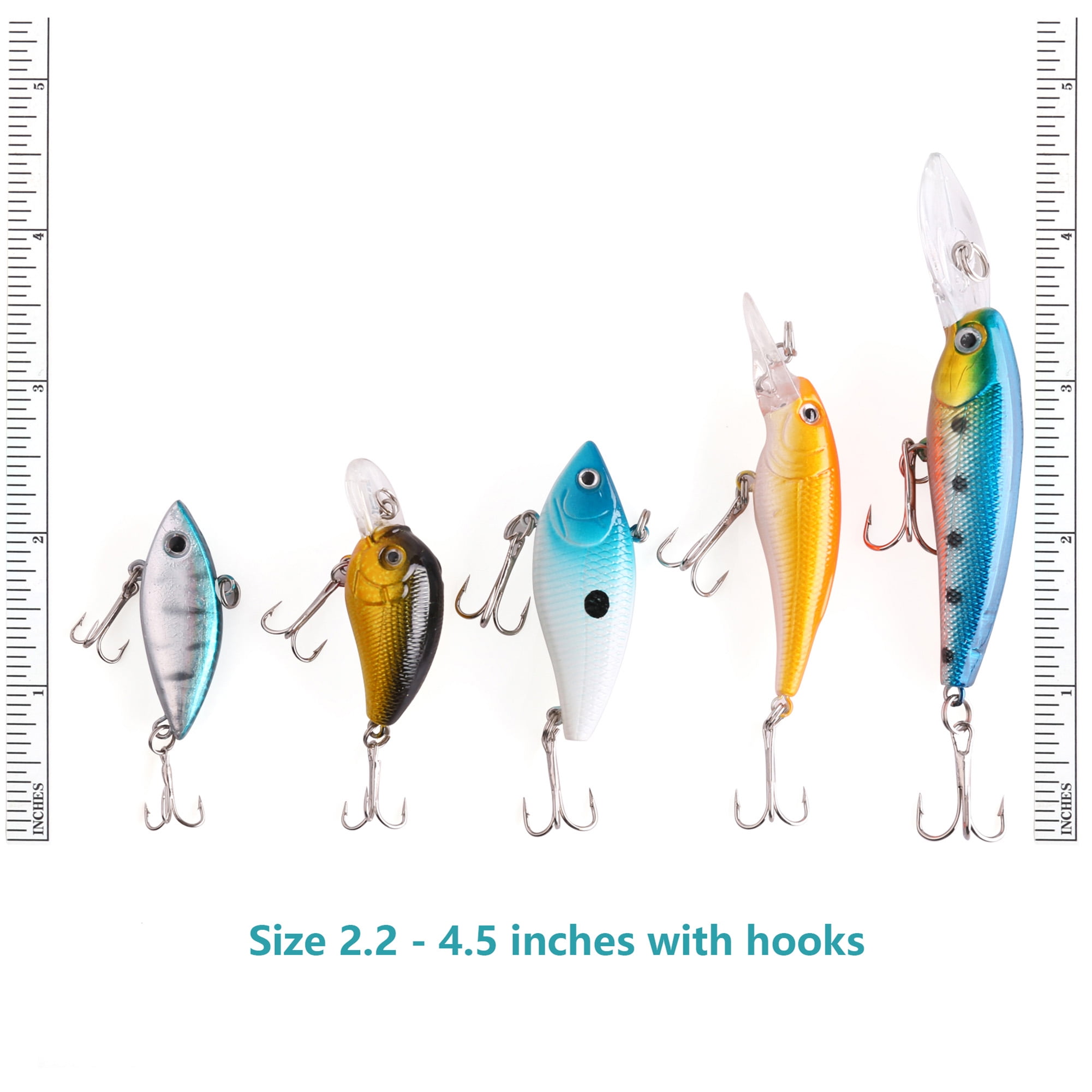 LotFancy 30 Topwater Fishing Lures with Hooks, Bass Bait Trout Lures with Propeller Tail