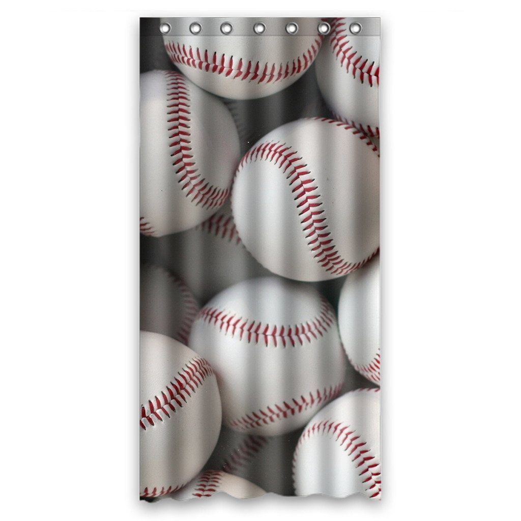 Baseball Bat Ball and old Glove Shower Curtain Set Bathroom Waterproof Fabric 