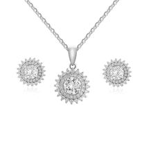 Cate & Chloe Cordelia 18k White Gold Plated Silver Jewelry Set with Simulated Diamond Gift for Women
