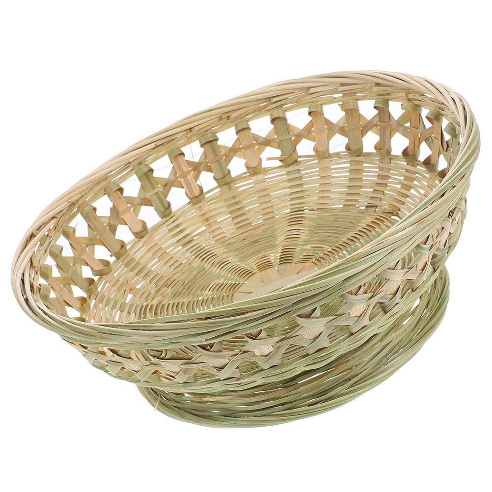 HAMPPLIES Multi-Function Fruit Basket Fruit Holder Beige Bamboo 3-Pcs Set Natural Style