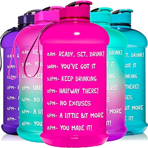 1 Gallon Reusable Pink Water Bottle BPA Free W Handle Great for Gym Office Daily 