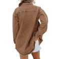 thumbnail image 2 of Women's Oversized Denim Jacket Casual Long Boyfriend Distressed Jean Jacket Long Sleeve Button Up Frayed Hem Shacket, 2 of 3