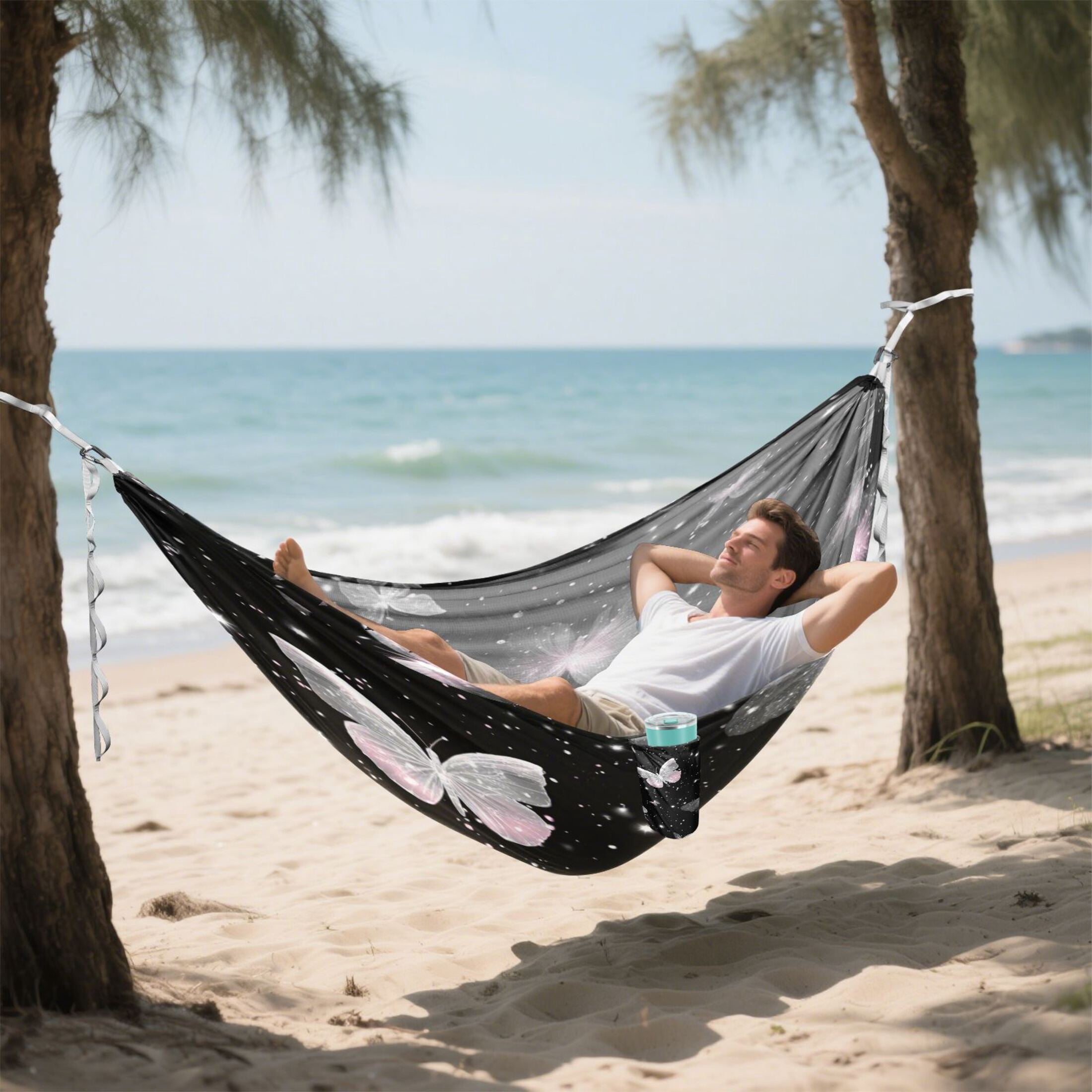 Hammock Camping Hammock Nylon Portable Hammock Travel Camping Hammock Pink Butterfly Wings Art