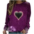 thumbnail image 1 of CEHVOM Women's Spring Fall Printed Long Sleeves Round Neck Casual Tee Tops, 1 of 4