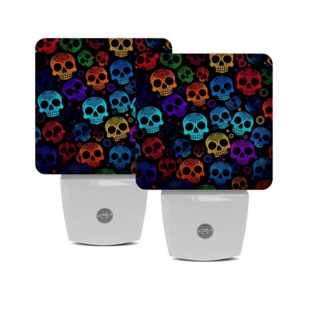

Night Light Night Lights Plug into Wall 2-Pack Nightlight Plug in Night Light Dusk to Dawn Night Lamp Led Night Light for Adults Kids Room Skull Geometric Pattern