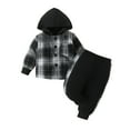 thumbnail image 2 of NAISIBABY Boys Girls Outfit Sets, Plaid Button Shirt Tops Casual Pants Cotton Athleisure 2 Piece Black 9M, 2 of 9