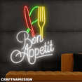 thumbnail image 3 of Craftnamesign Bon Appetit Neon Sign, Restaurant Wall Sign, Kitchen Wall Decor, 3 of 5