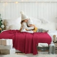 thumbnail image 3 of PiccoCasa 100% Cotton Soft Knitted Throw Solid Blanket for Couch Sofa Bedroom, Burgundy 60"x79", 3 of 8