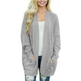 thumbnail image 3 of Cindysus Women Outwear Long Sleeve Coat Solid Color Cardigan Sweater Holiday Jacket Knitwear Gray L, 3 of 9