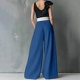 thumbnail image 5 of Women's High Waist Wide Leg Pants Elegant Pleated Work Business Casual Suit Trousers by Yigetop Blue S, 5 of 7