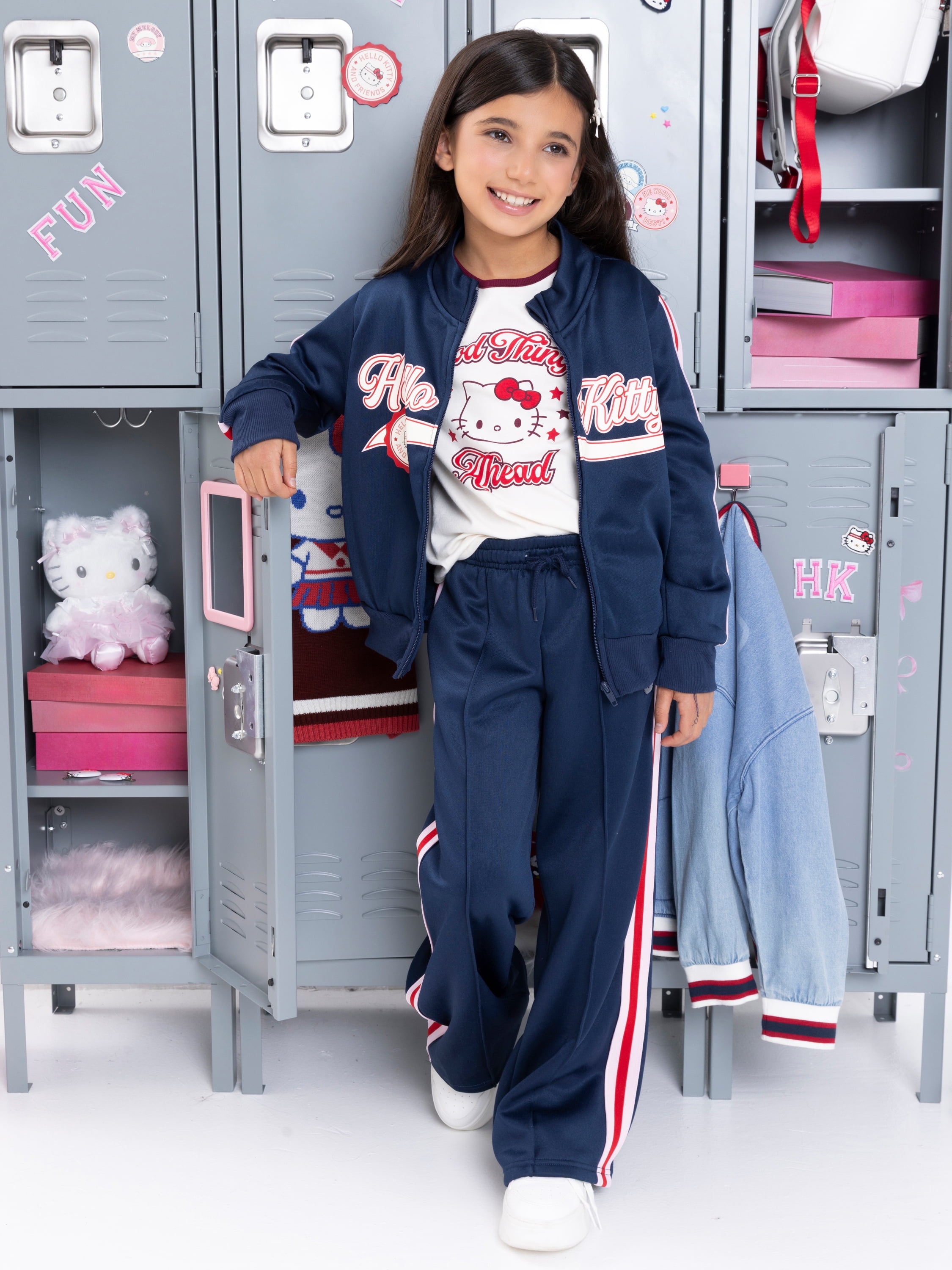 Wonder Nation Hello Kitty Girls Graphic Track Pants, Sizes 4-18