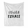 thumbnail image 1 of Inhale Exhale Soft Flannel Fleece Throw Blanket, Hippie Life Health Breath Calligraphy Balance of Life Mentalcare, Cozy Plush for Indoor and Outdoor Use, 50" x 60", Black and White, by Ambesonne, 1 of 6