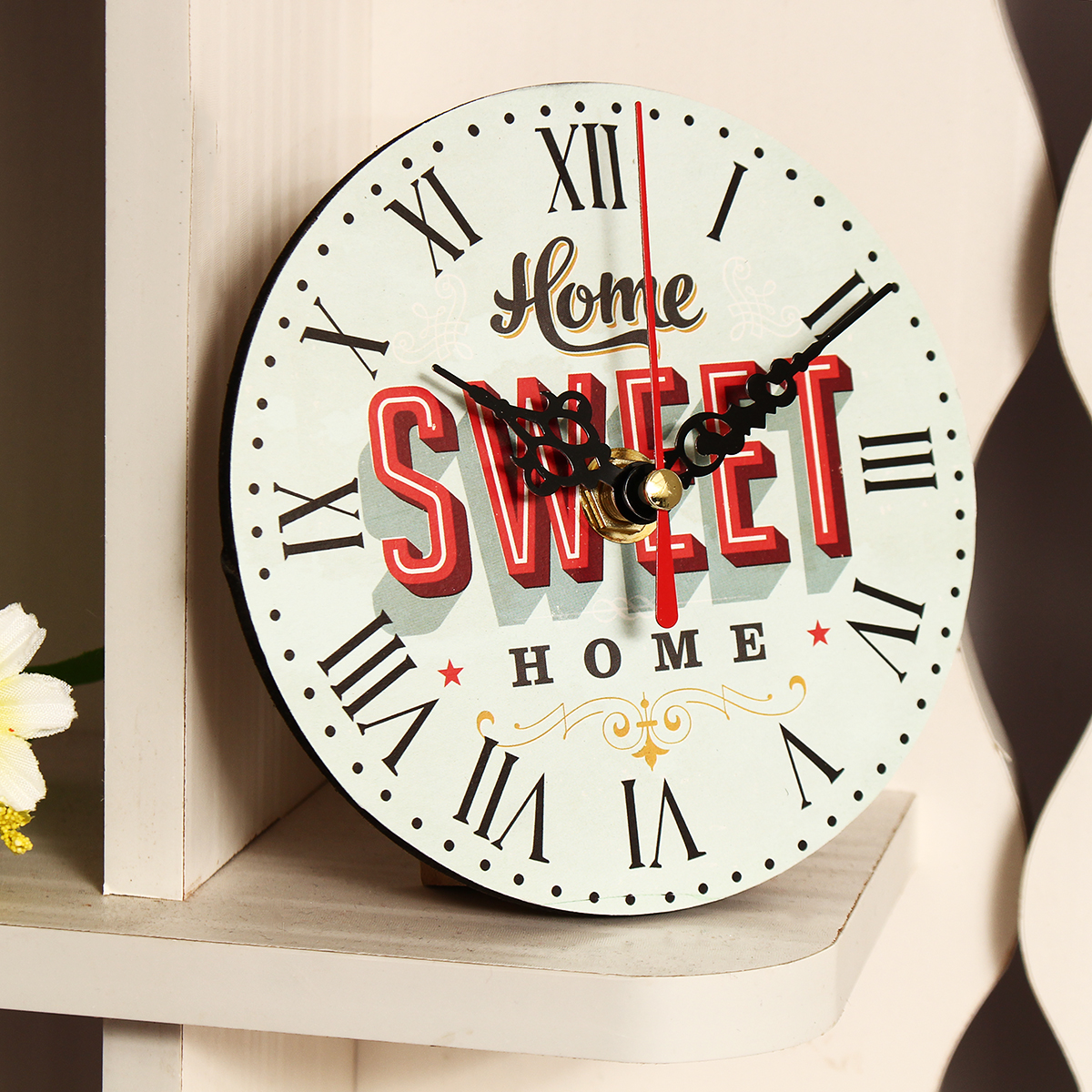 Vintage Rustic Chic Wooden Wall Clock Antique Shabby Retro Clock Home