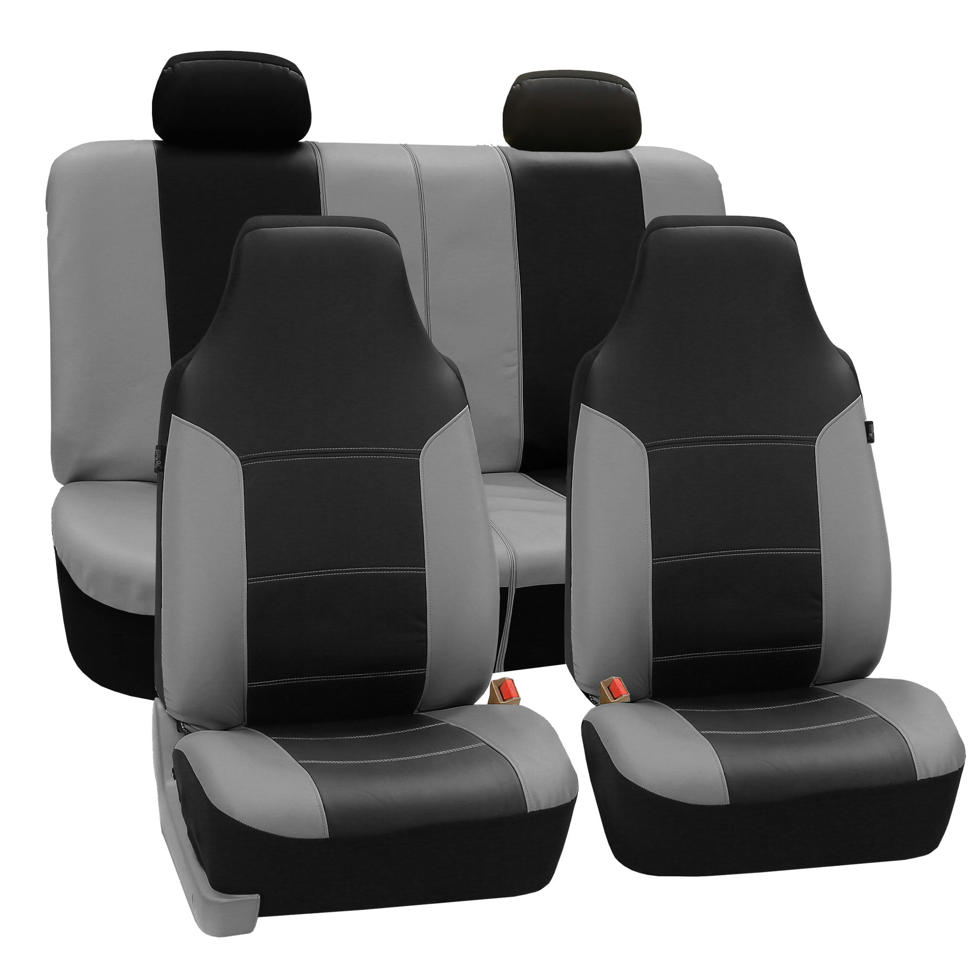 Verdorie huichelarij toezicht houden op FH Group Royal PU Leather Full Set Airbag Compatible and Split Bench Car  Seat Covers, Gray and Black - Walmart.com