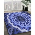 thumbnail image 3 of Ahgly Company Machine Washable Indoor Round Transitional Sky Blue Area Rugs, 5' Round, 3 of 7
