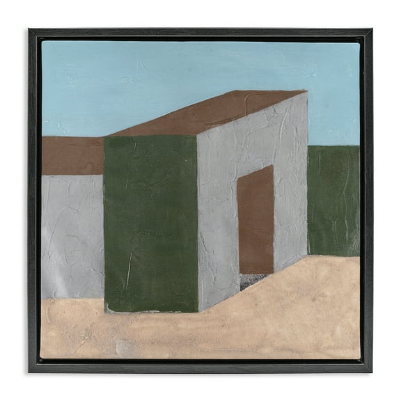 Stupell Industries Rustic Desert Building Buildings & Architecture Painting Black Floater Framed Canvas Art Print Wall Art, 18 x 18