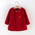 thumbnail image 2 of Besolor Toddler Kids Girls Fleece Coat Buttons Long Sleeve Tops Fall Winter Thicken Warm Overcoat Jackets(18-24 Months,Red), 2 of 7