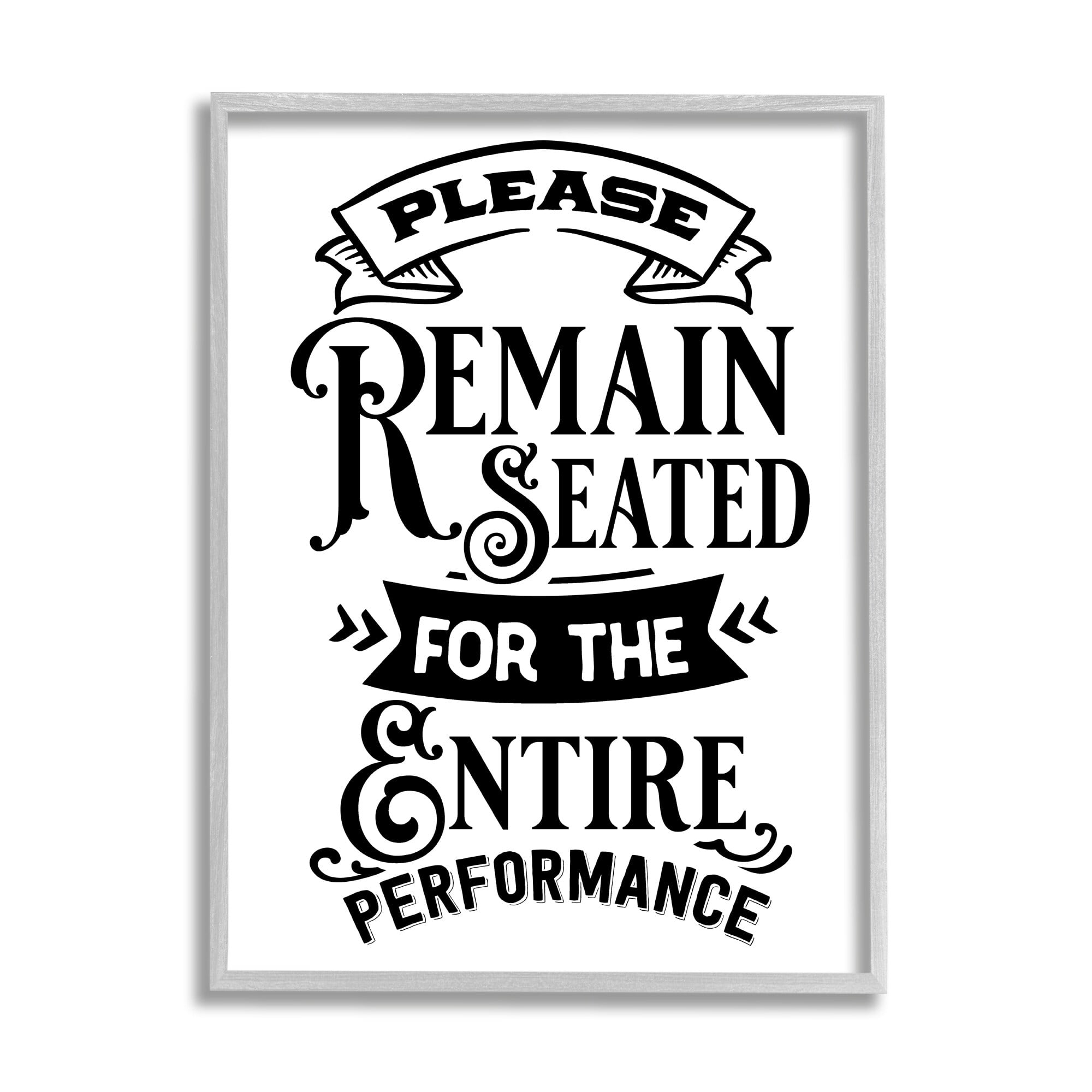 Stupell Industries Please Remain Seated Humorous Vintage Bathroom Saying Graphic Art Gray Framed Art Print Wall Art, Design by Lettered and Lined