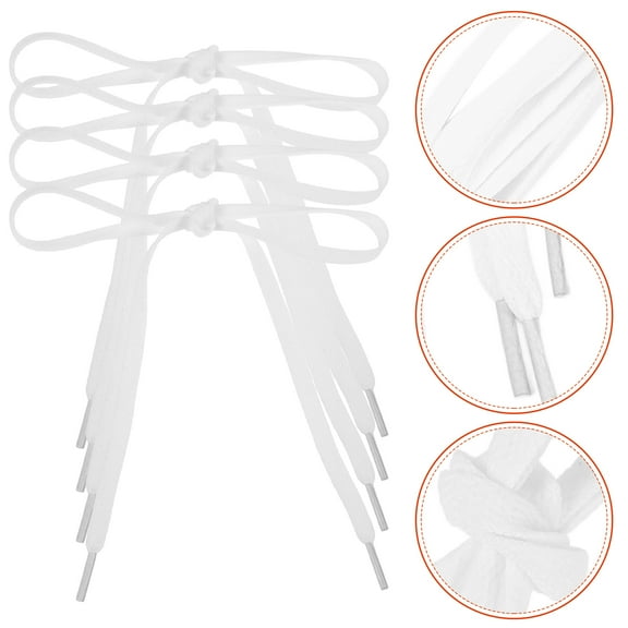 6 Pcs Shoe Laces Girls Shoes White Flat Casual Tie Sports Basketball Polyester Yarn