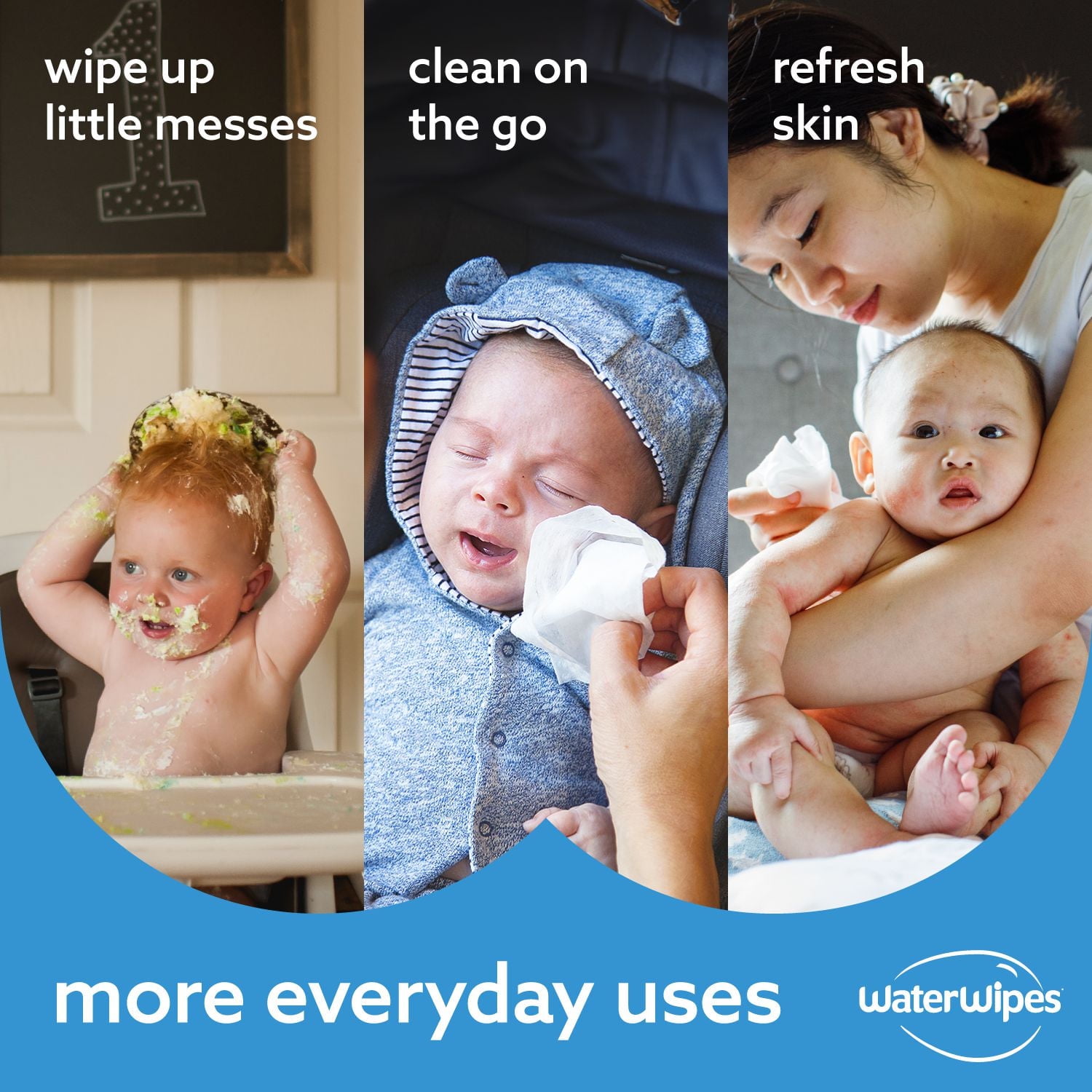 WaterWipes Original 99.9% Water Based Baby Wipes, Unscented, 1 Resealable Pack (60 Wipes)